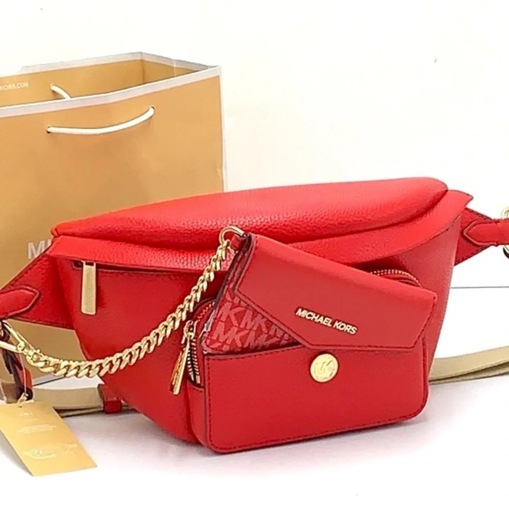 MICHAEL KORS Maisie Large Pebbled Leather 2-in-1 Waistpack Fannypack Crossbody